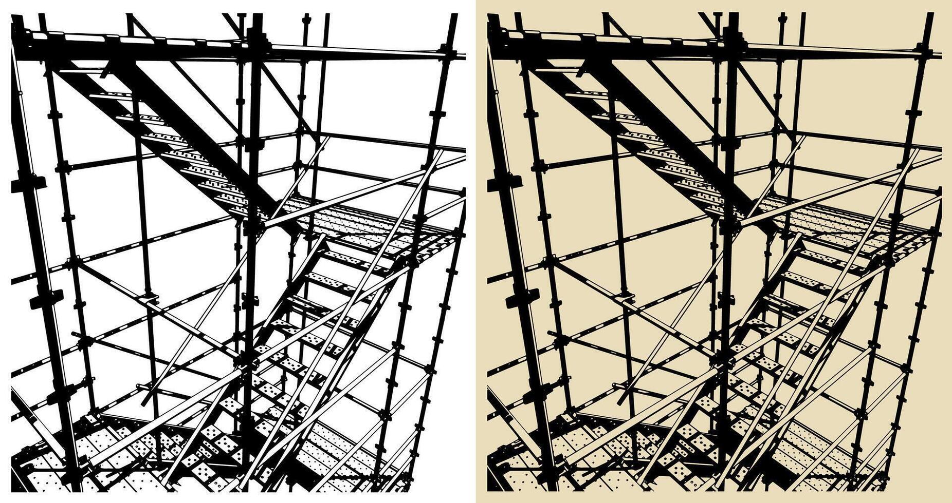 Scaffolding close-up illustrations vector