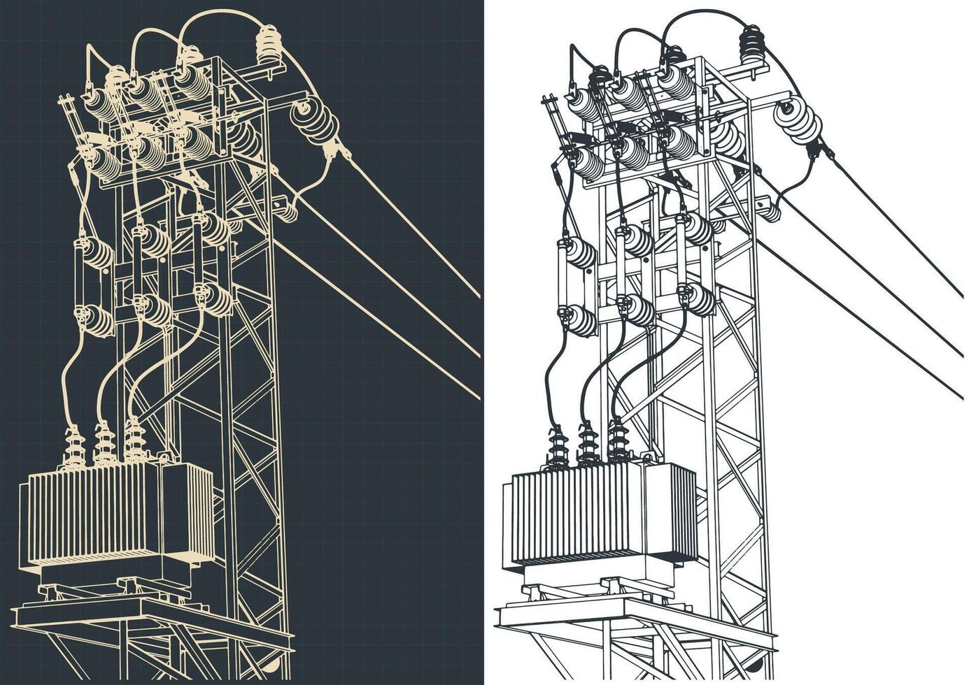 Transformer station illustrations vector