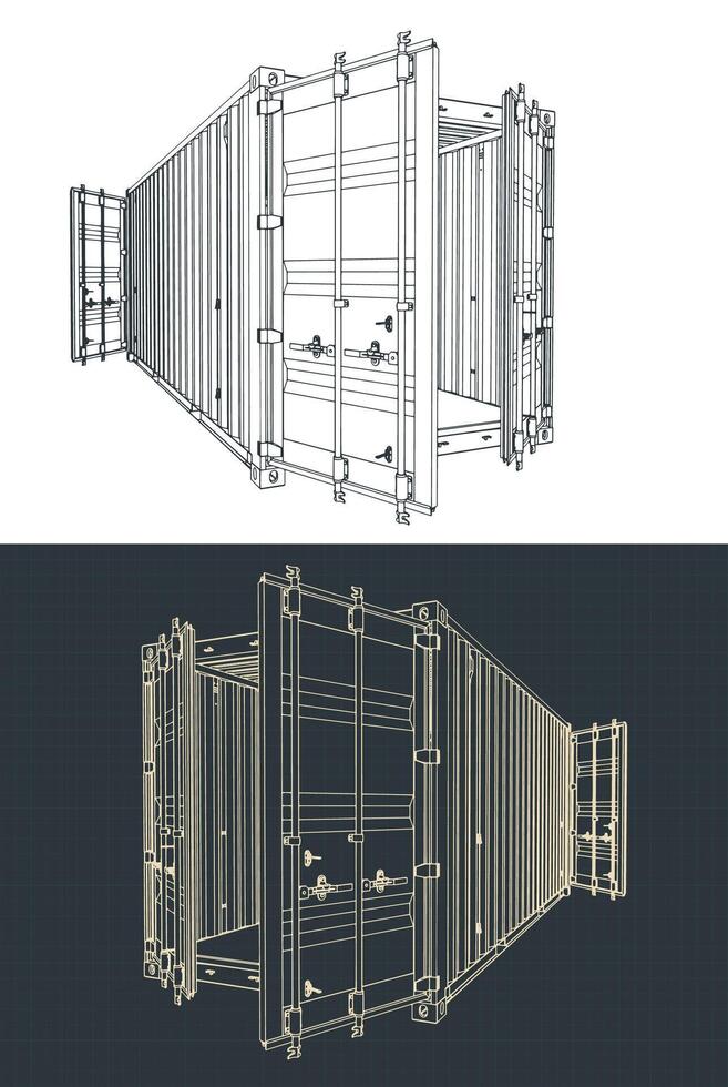 Cargo container drawings vector