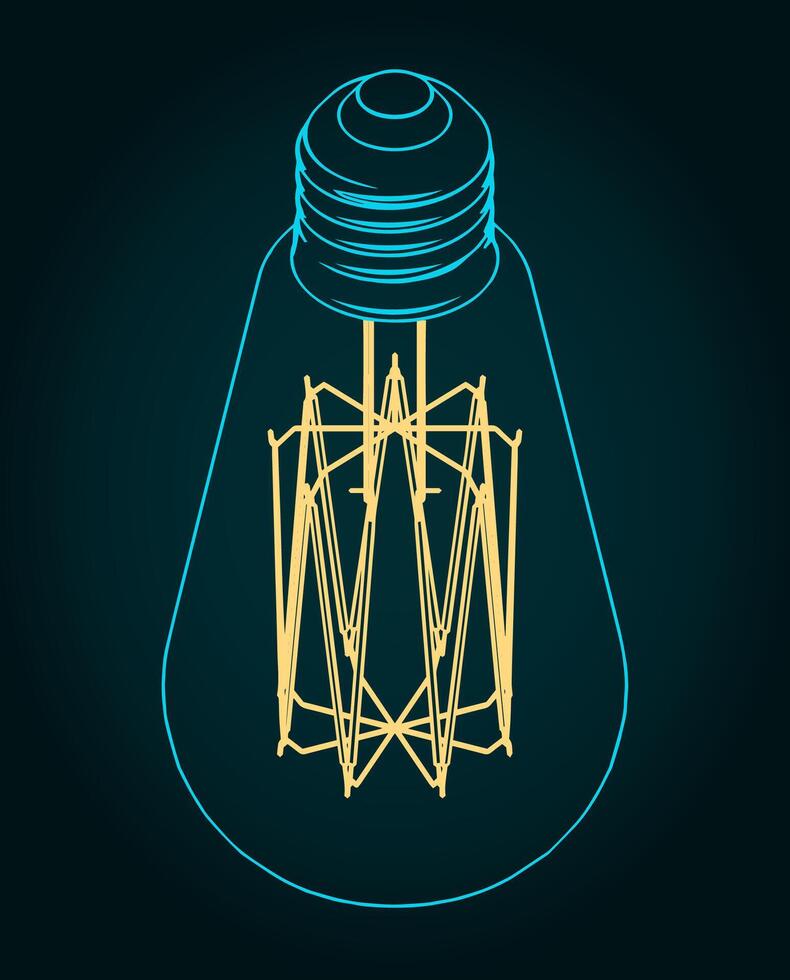 LED lamps isometric blueprint vector