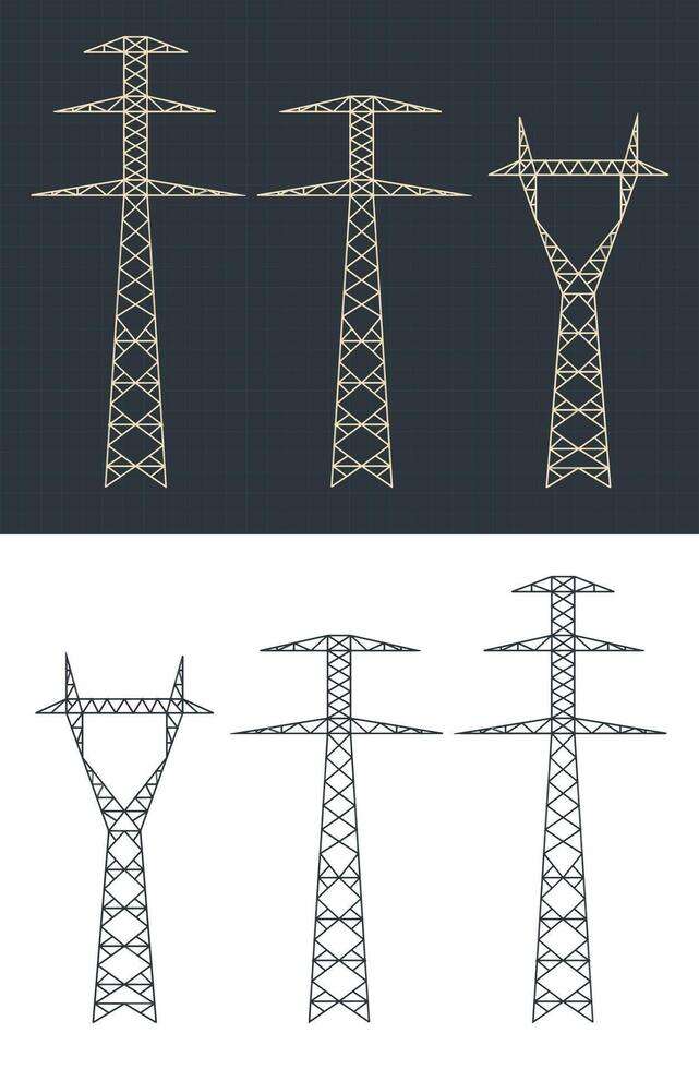 Power poles blueprints vector