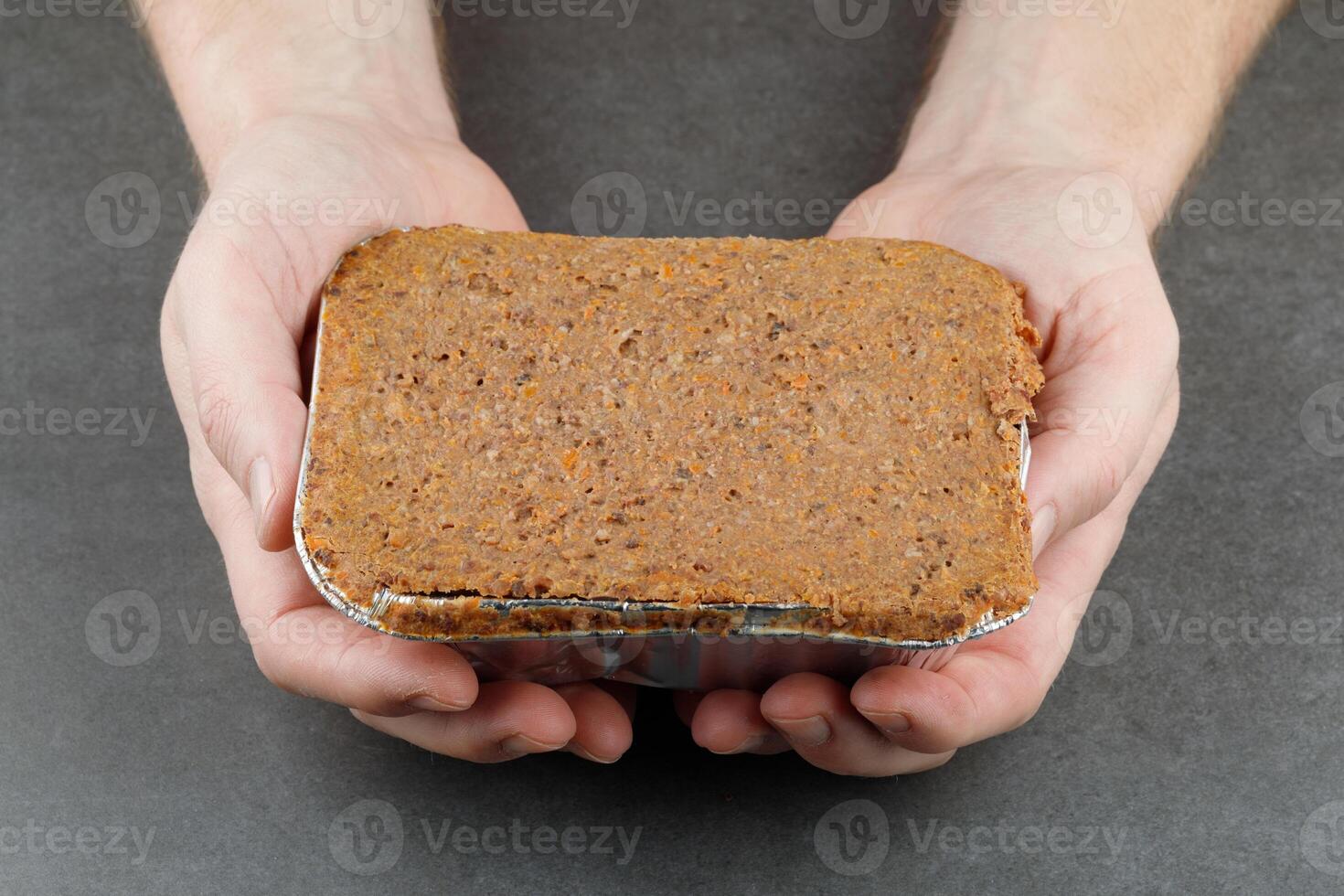 Liver pate in a foil container photo