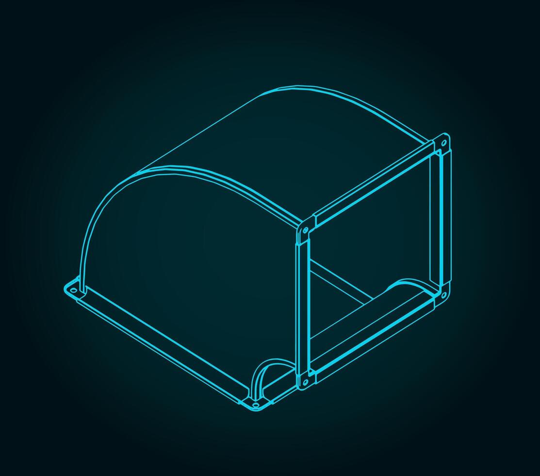 Angular duct pipe blueprint vector