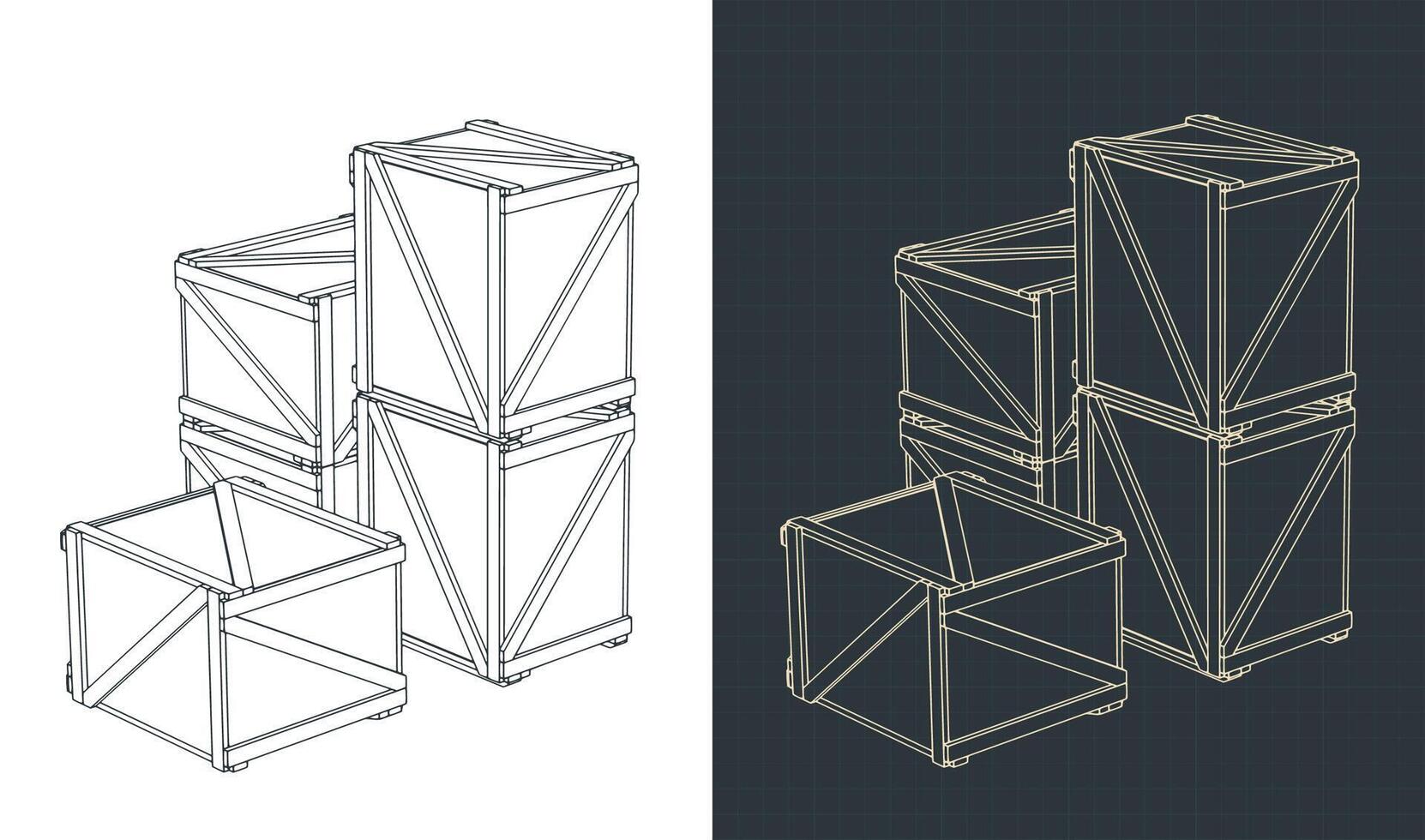 Shipping crates sketches vector