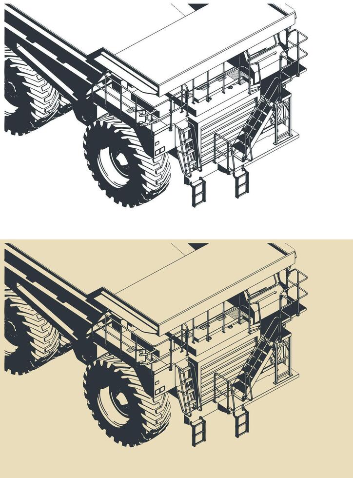 Huge dump truck close up vector