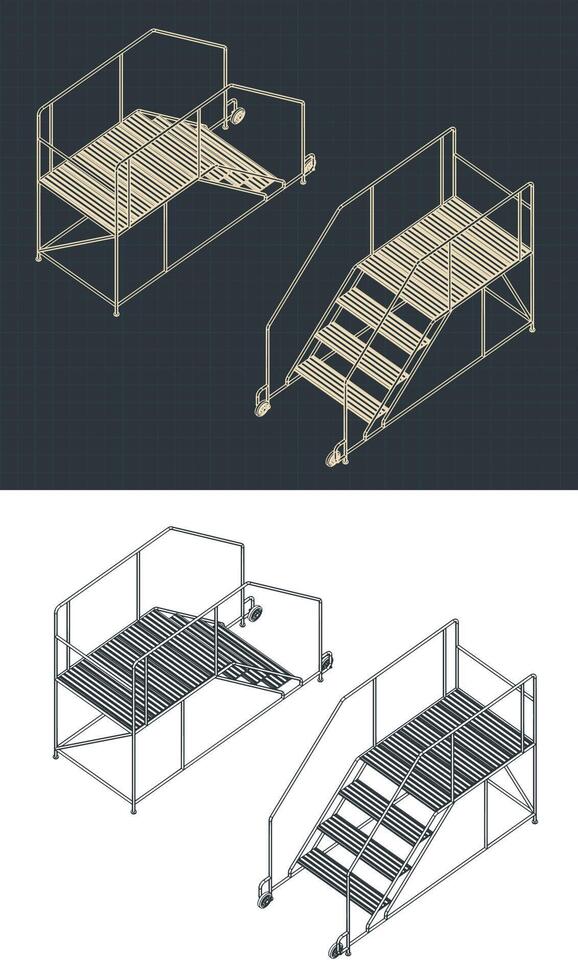 Service Ladder isometric blueprints vector