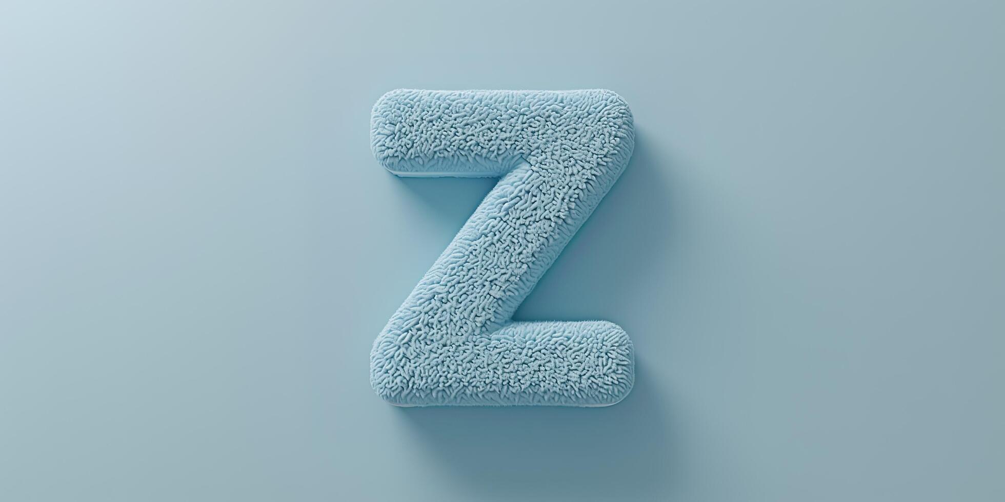 Fur letter Z, 3D alphabet. Hair fluffy english font for kids education. Creative typographic element . photo