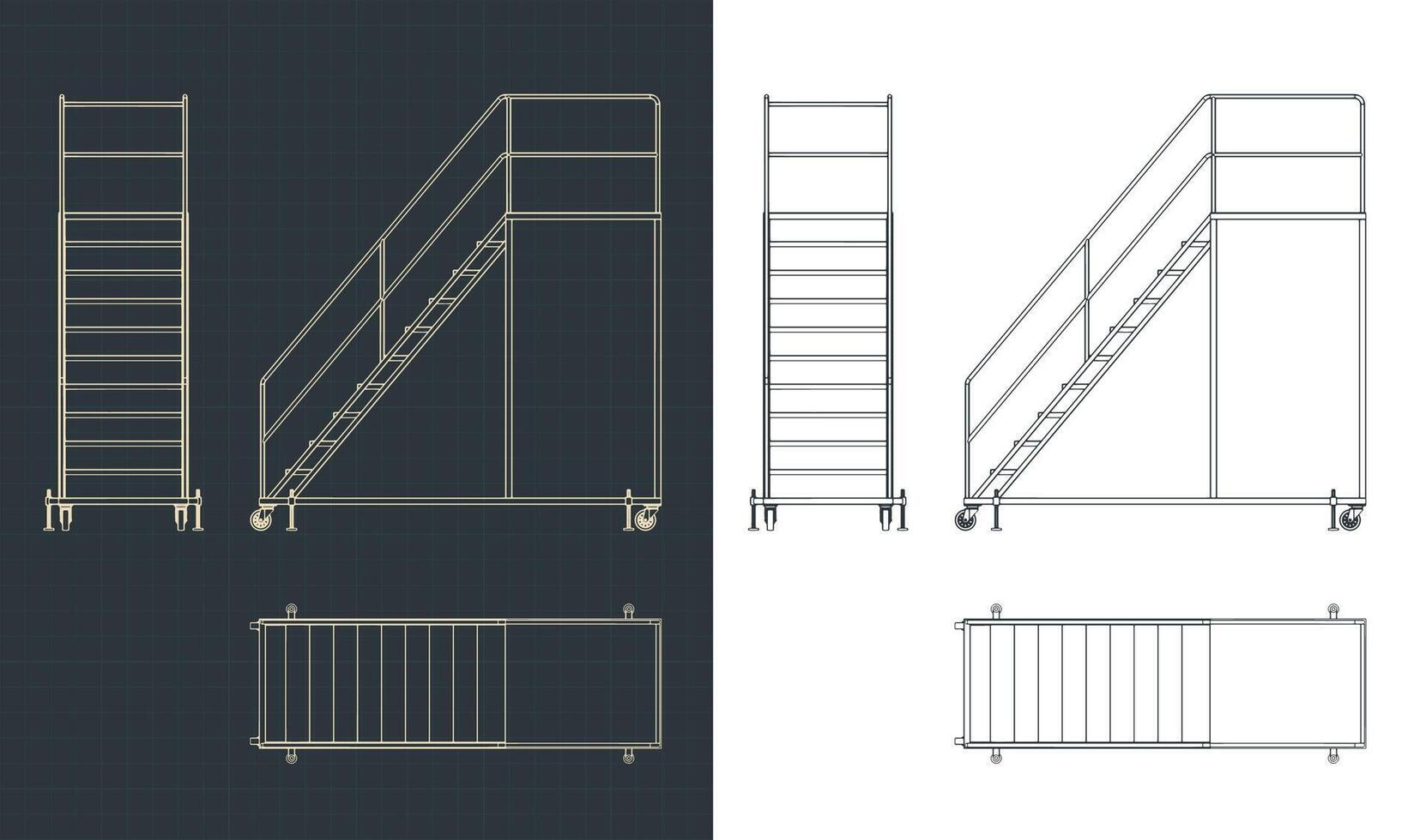 Rolling Service Ladder drawings vector