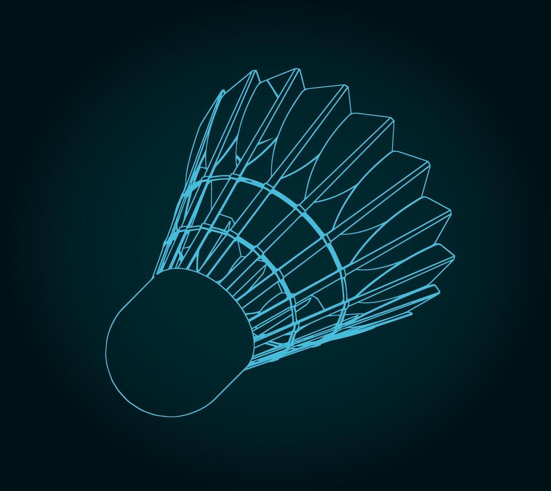 Shuttlecock for badminton blueprint vector