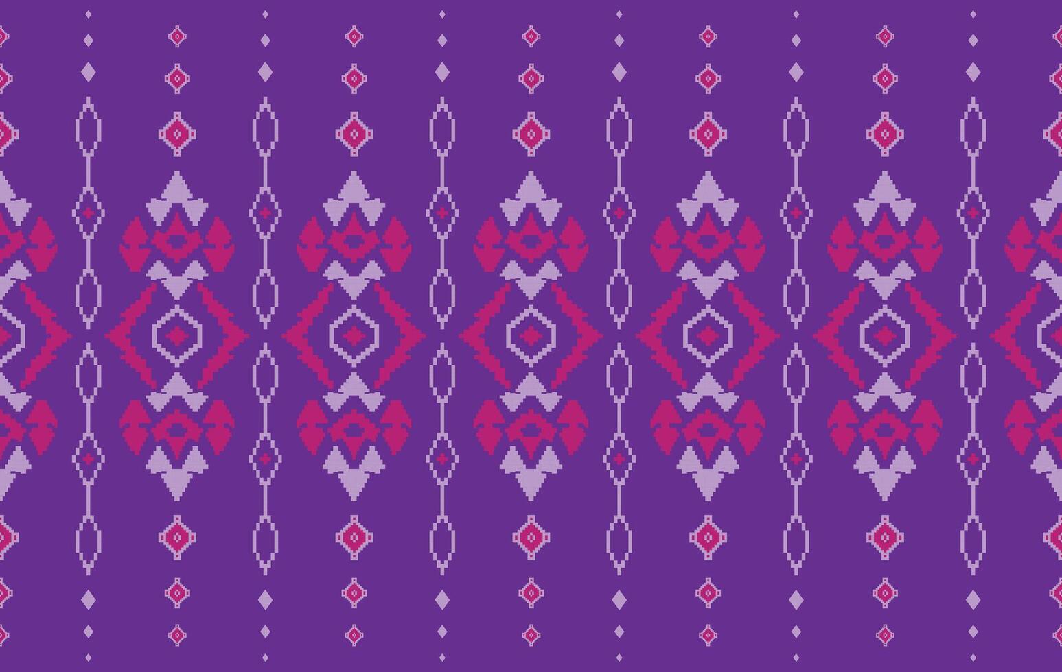 Geometric floral ethnic fabric seamless pattern purple tone color. traditional ethnic textile printed pattern, Designed for background ,wallpaper ,carpet ,clothing ,pattern ,fabric ,embroidery vector