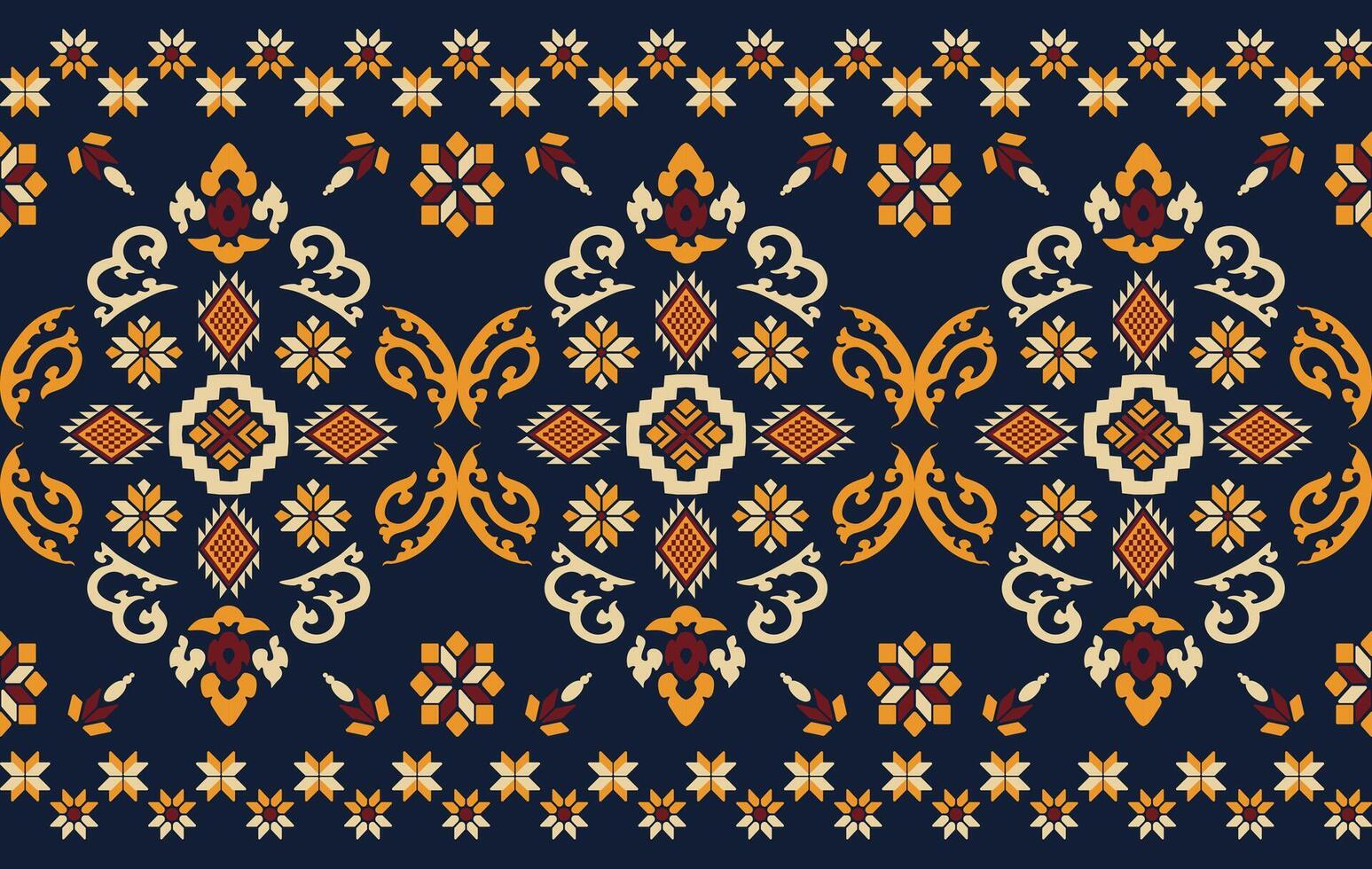 Geometric floral ethnic fabric seamless pattern colorful. traditional ethnic textile printed pattern, Designed for background ,wallpaper ,carpet ,clothing ,printed pattern ,fabric ,embroidery vector