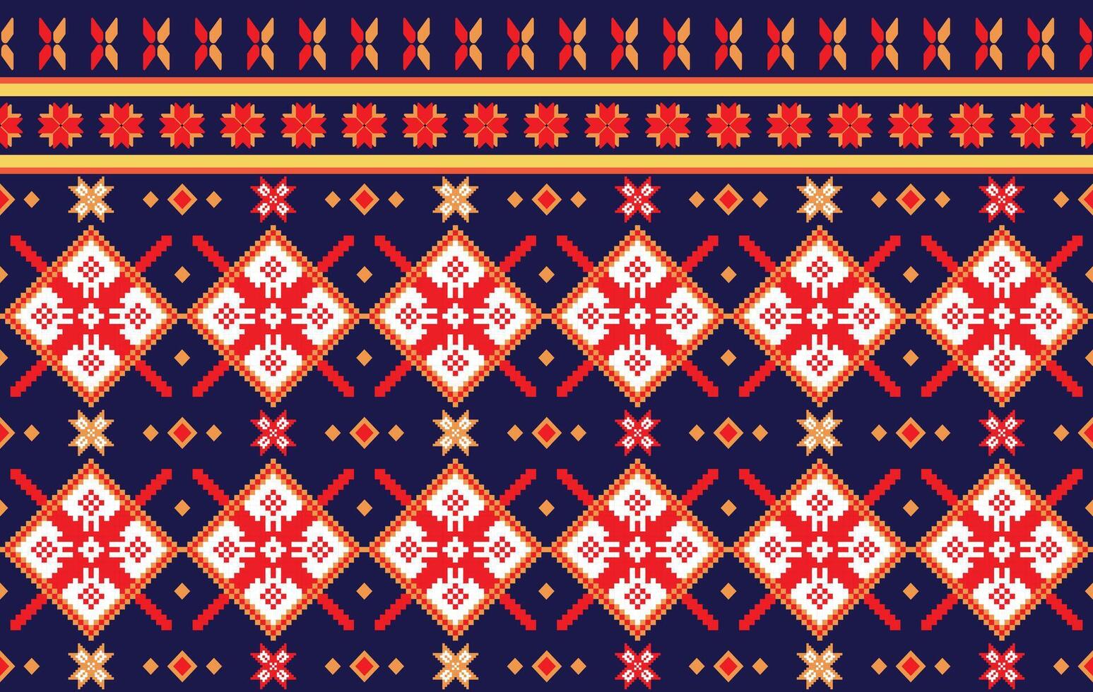 Geometric floral ethnic fabric seamless pattern colorful. traditional ethnic textile printed pattern, Designed for background ,wallpaper ,carpet ,clothing ,printed pattern ,fabric ,embroidery vector