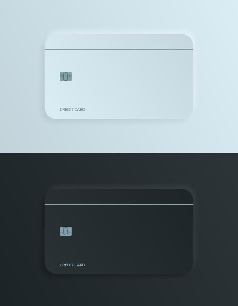 Set of credit card mockups isolated on a white and black. vector