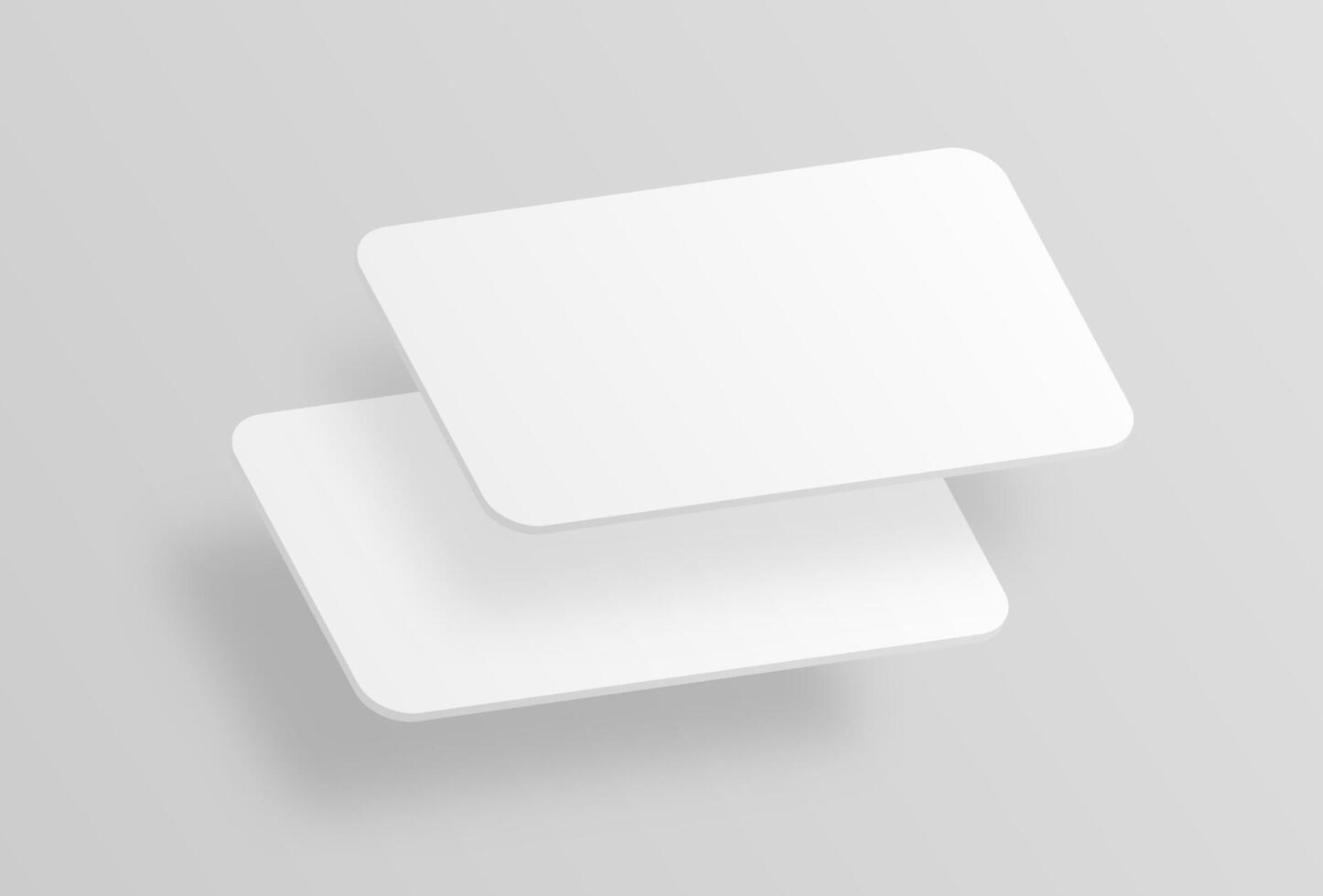 Realistic mockup of business cards and gift card paper placeholders with shadow effects on a gray background. This stock showcases mockup visit cards. vector