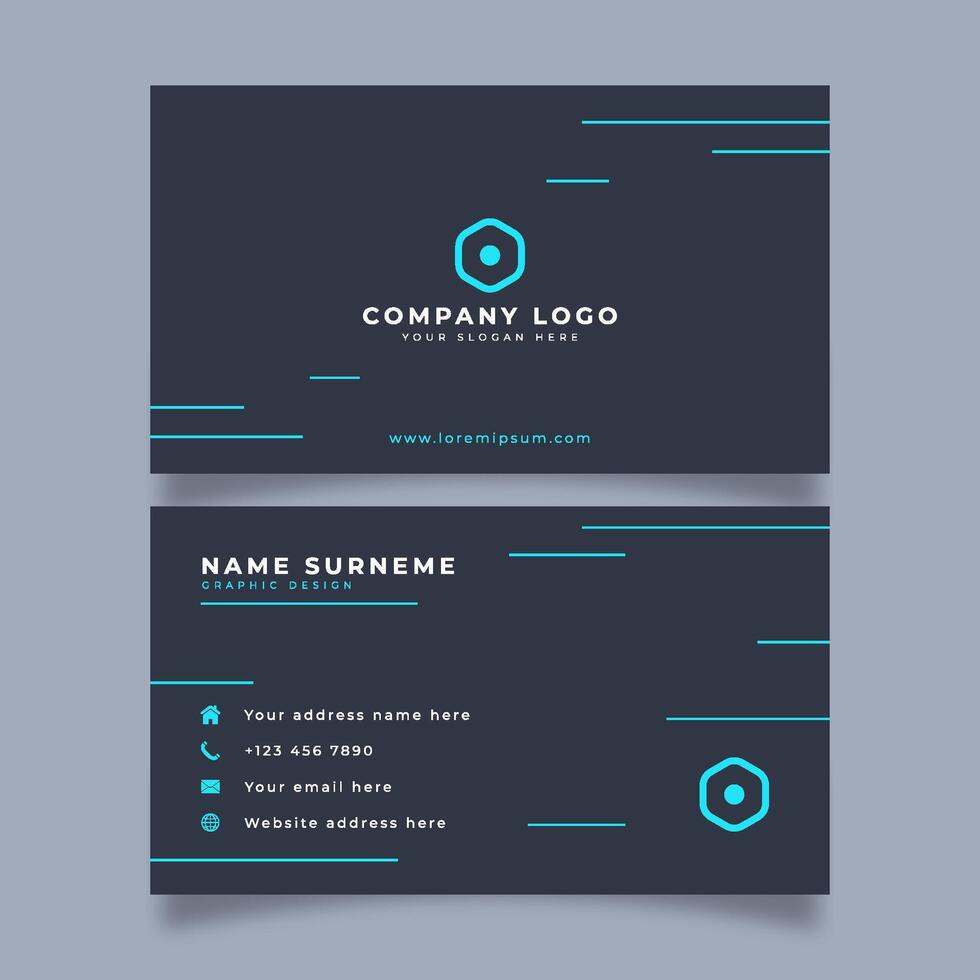 Minimalistic business card template design. Featuring a two-sided layout with a combination of gray colors. vector