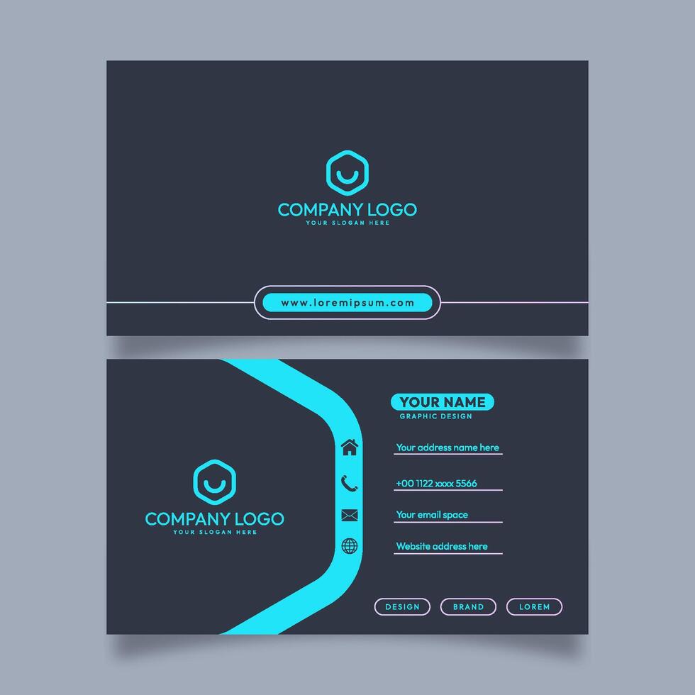 Minimalistic business card template design. Featuring a two-sided layout with a combination of gray colors. vector