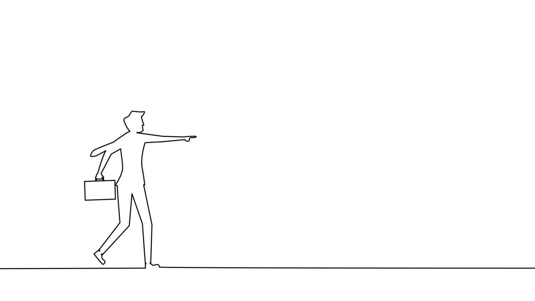 one line drawing of a man with a briefcase vector