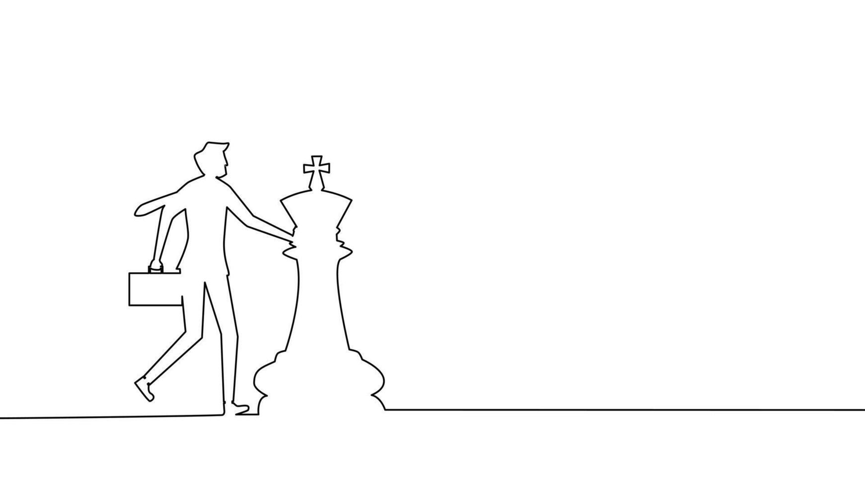 one line drawing of a man and woman standing next to a chess piece vector