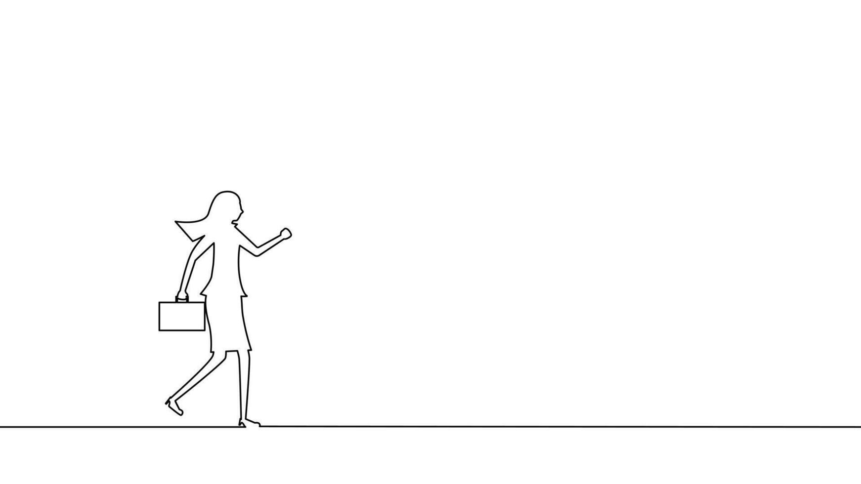 one line drawing of a woman walking with a briefcase vector