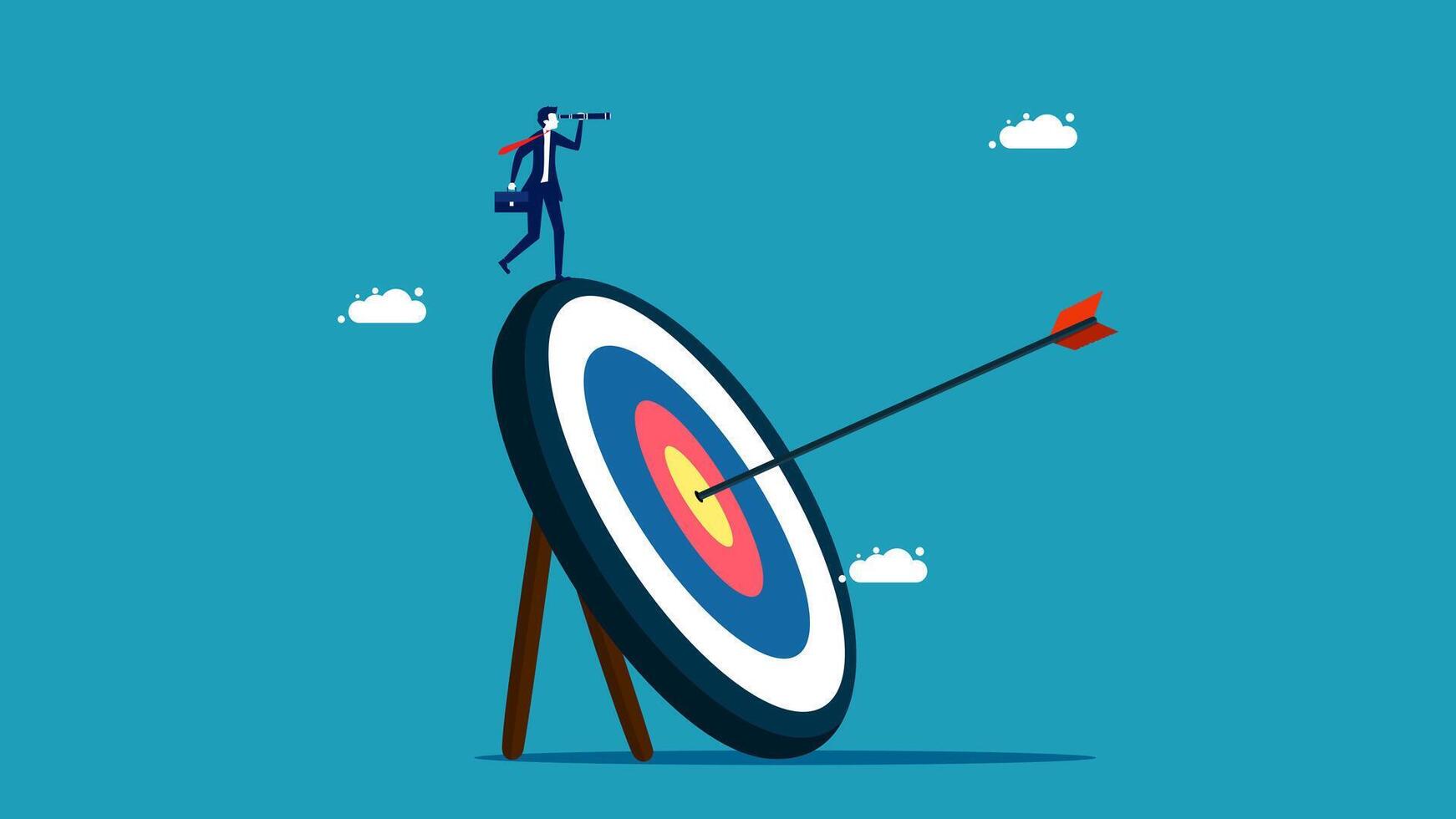 businessman aiming at target with arrow vector