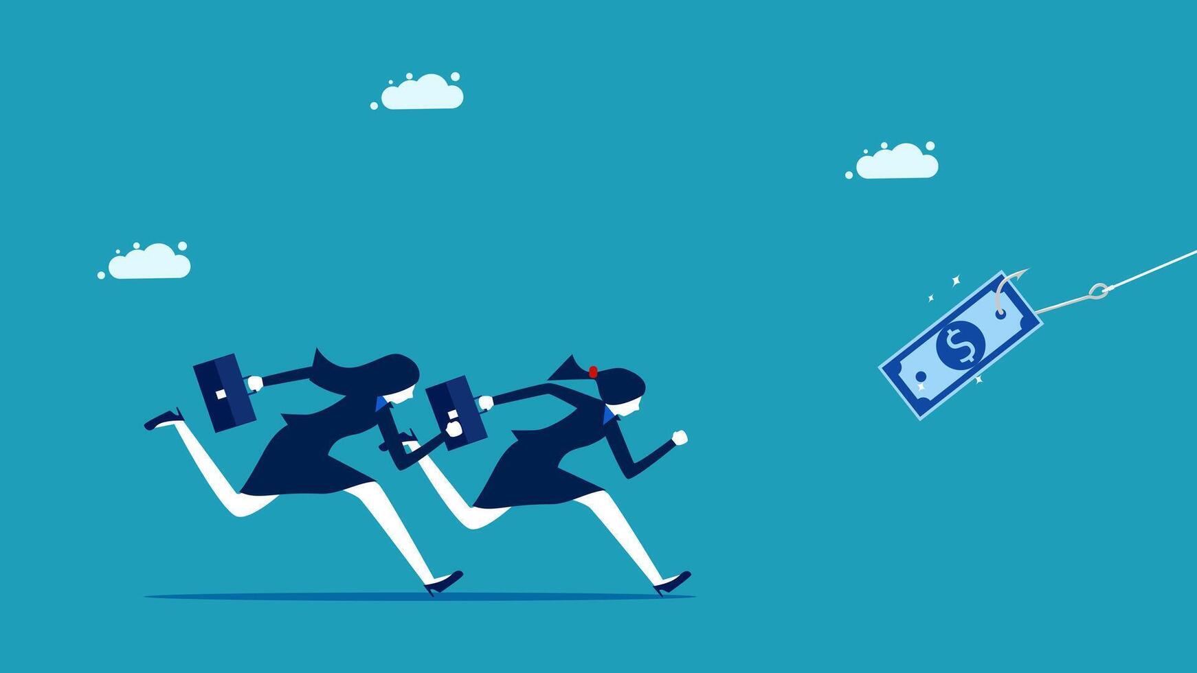 business people running with money on a string vector