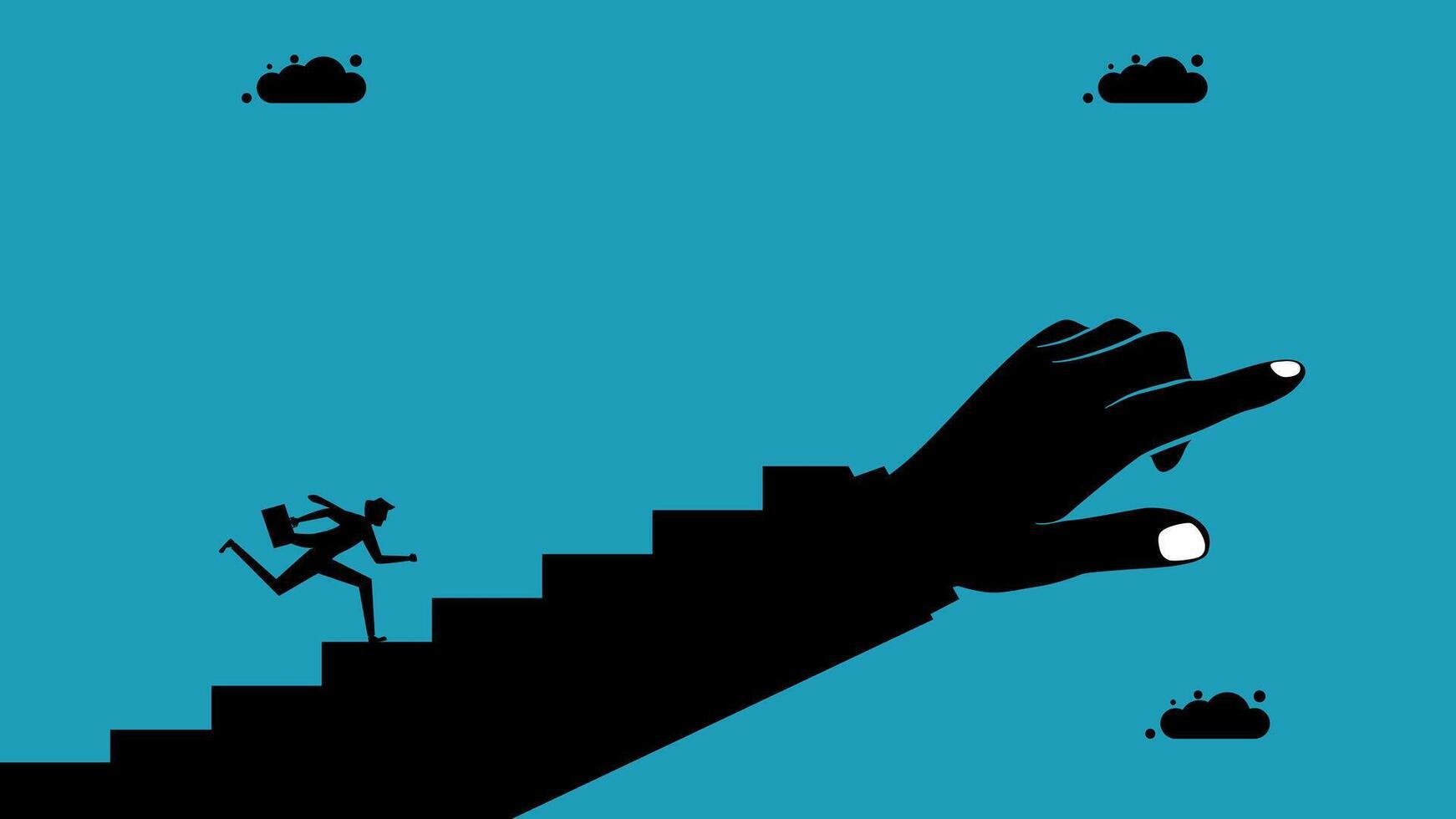 a hand is reaching up to a hand that is on the stairs vector