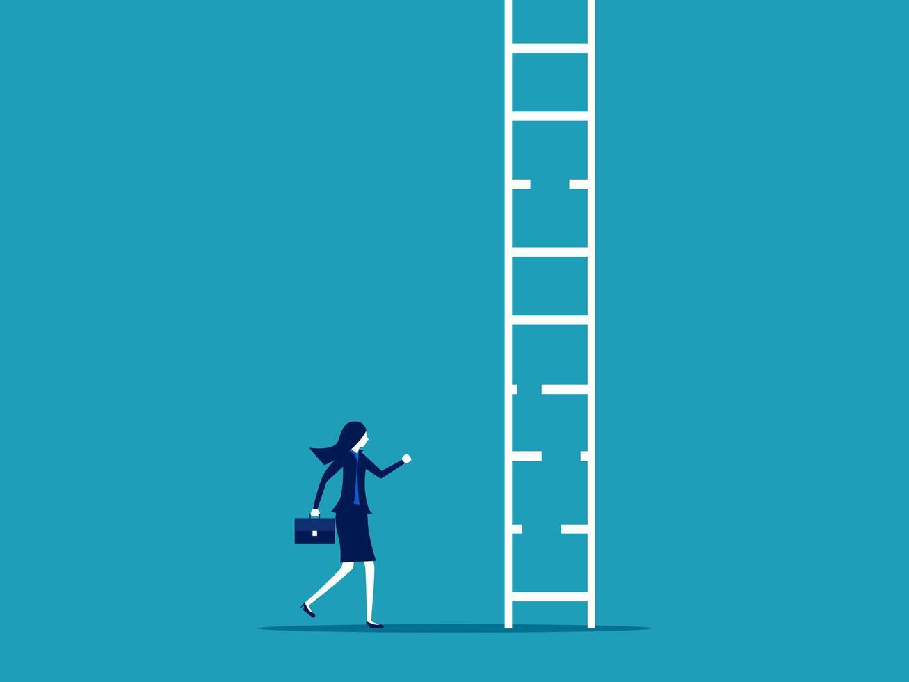 businesswoman climbing ladder to success business concept vector