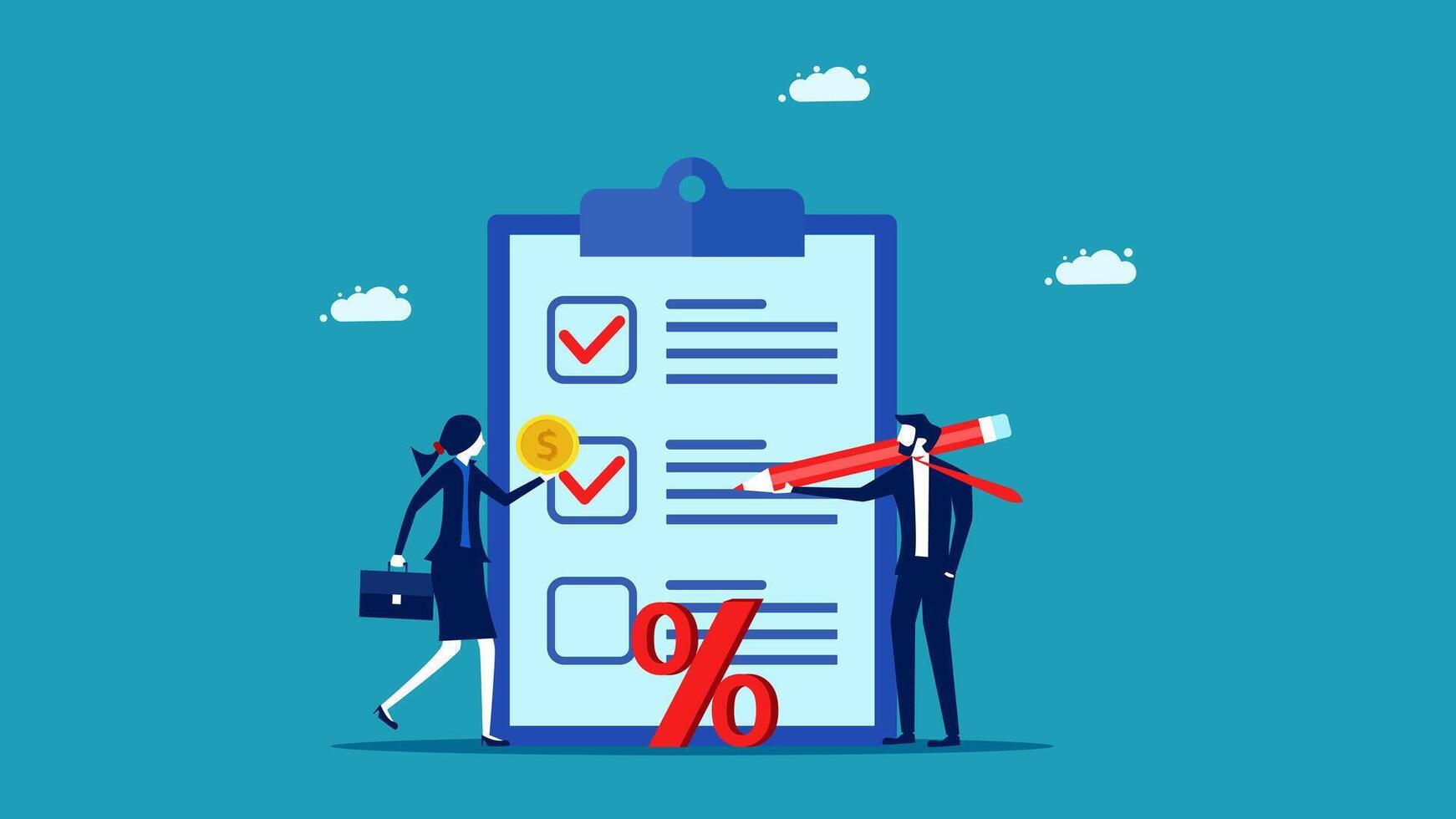 business people with checklists and pen in hand vector