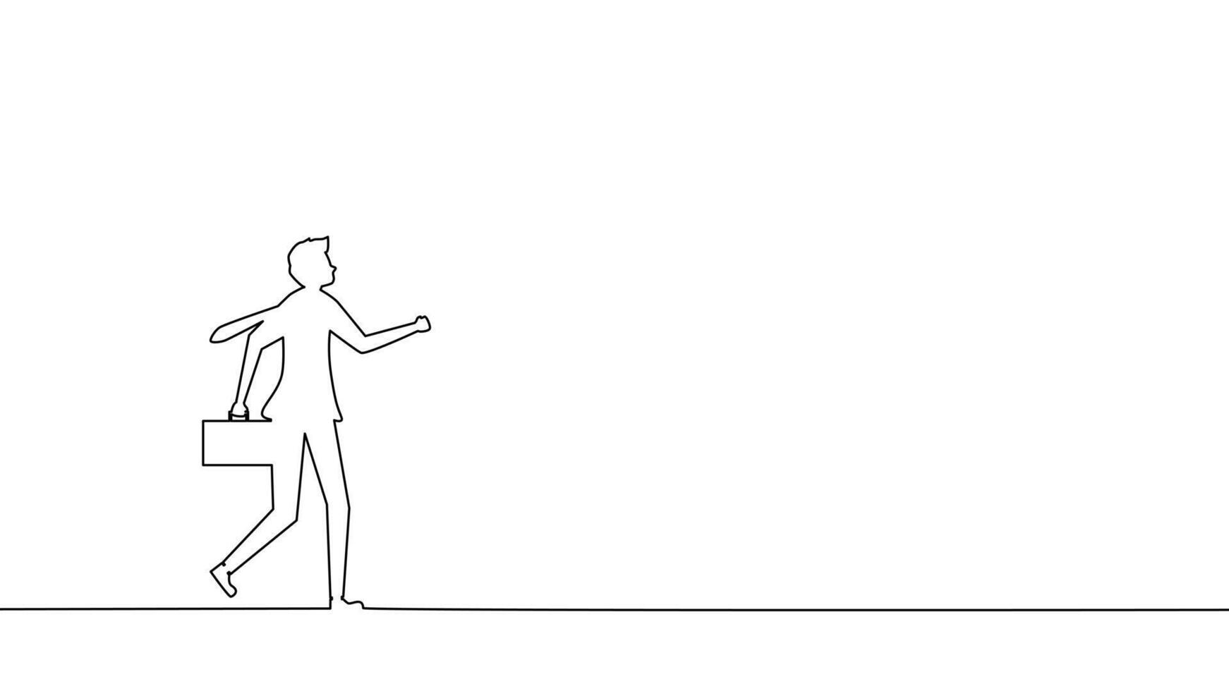 one line drawing of a woman walking with a briefcase vector