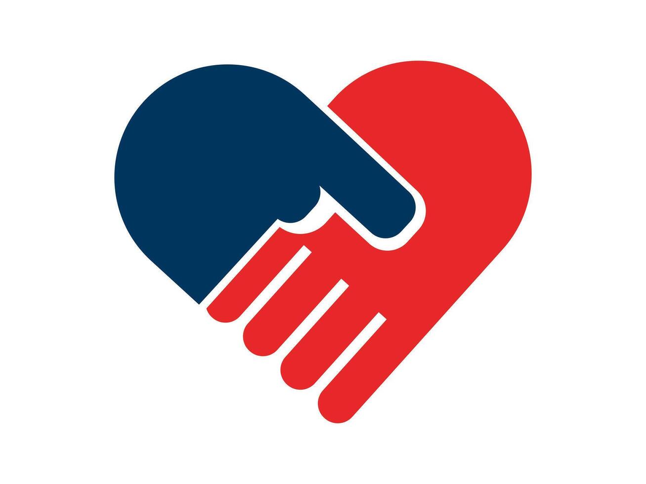 Heart handshake. simple icon vector