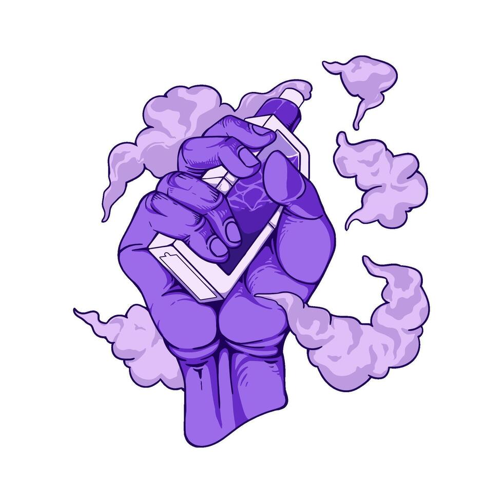 Hand vape smoke illustration vector