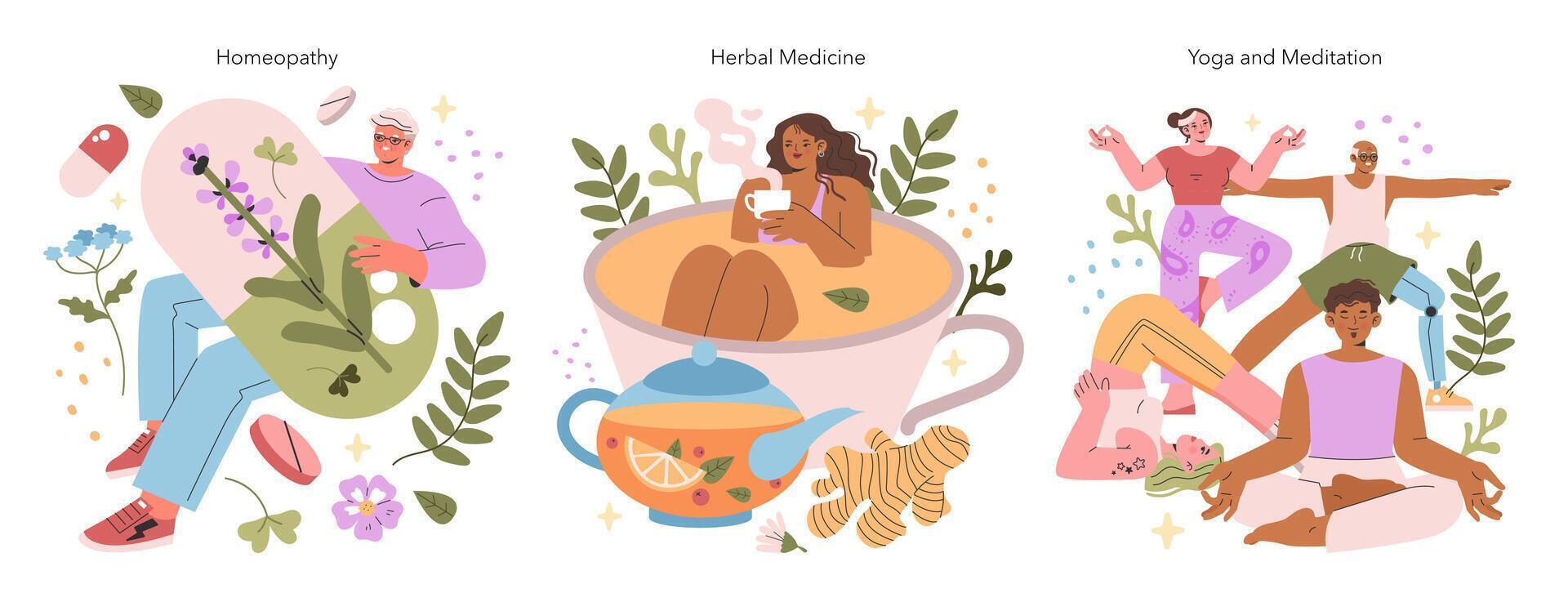 Alternative Medicine. Flat Illustration vector