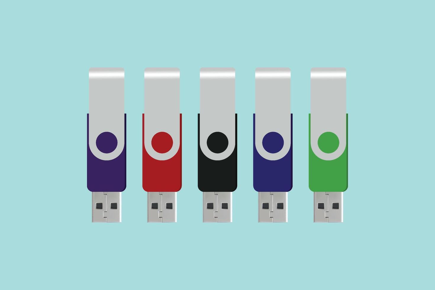 Realistic usb flash drive icon set design vector