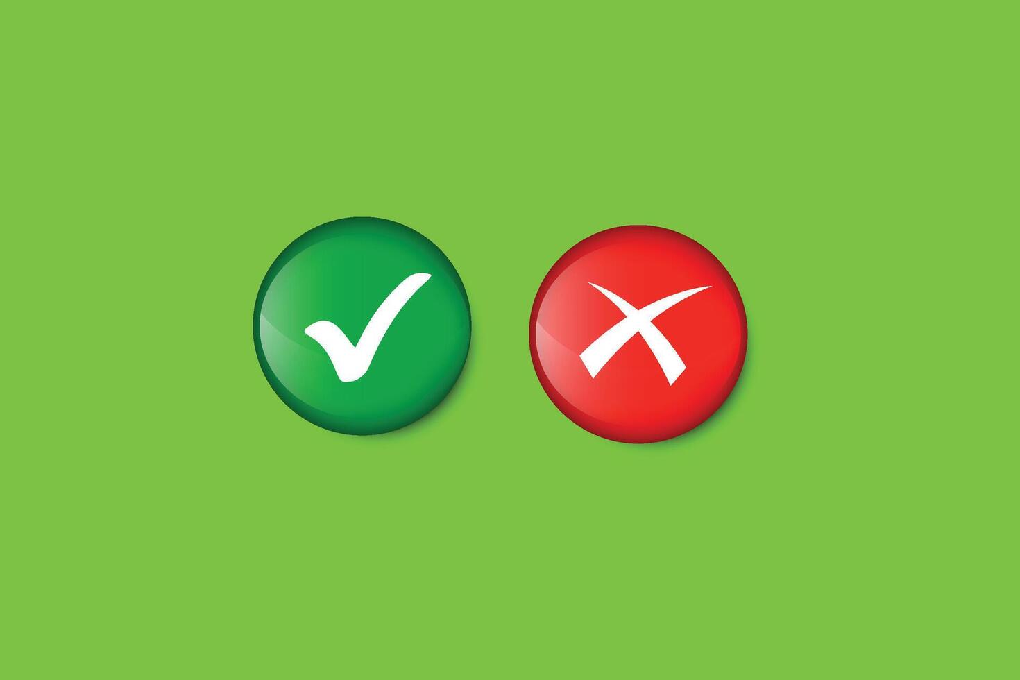 Check mark and cross buttons style symbols design vector