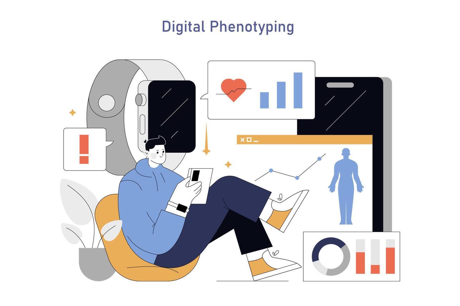 AI In Psychology. Flat Illustration vector