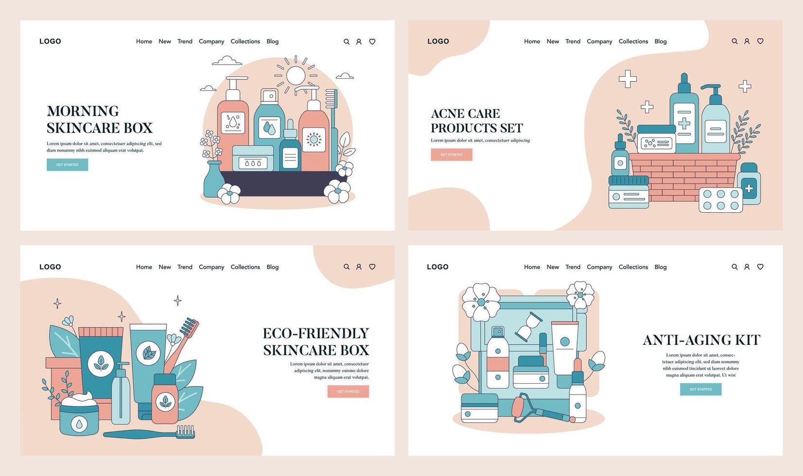 Skincare Toolboxes. Flat Illustration vector