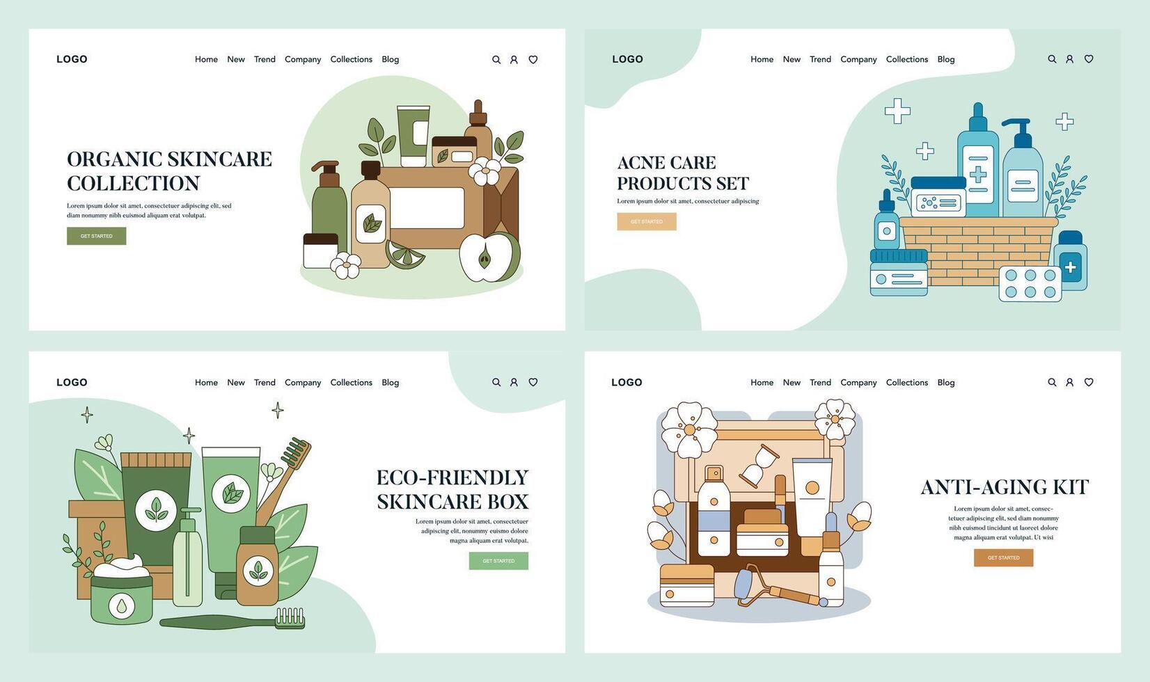 Skincare Toolbox. Flat Illustration vector