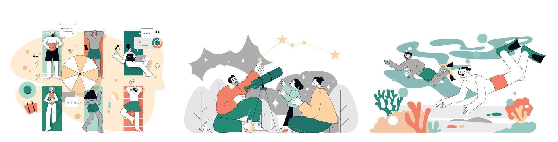 Summer Activities. Flat Illustration vector