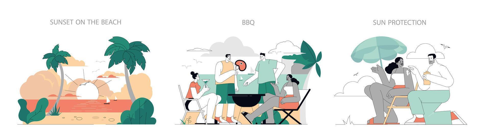 Summer Activities. Flat Illustration vector