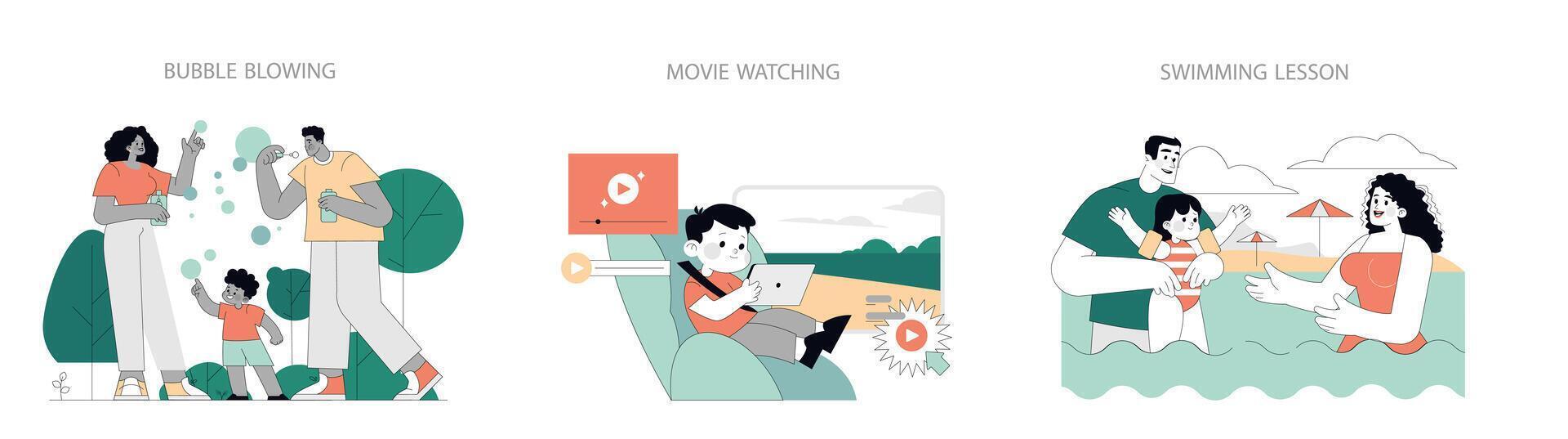 Summer Activities. Flat Illustration vector