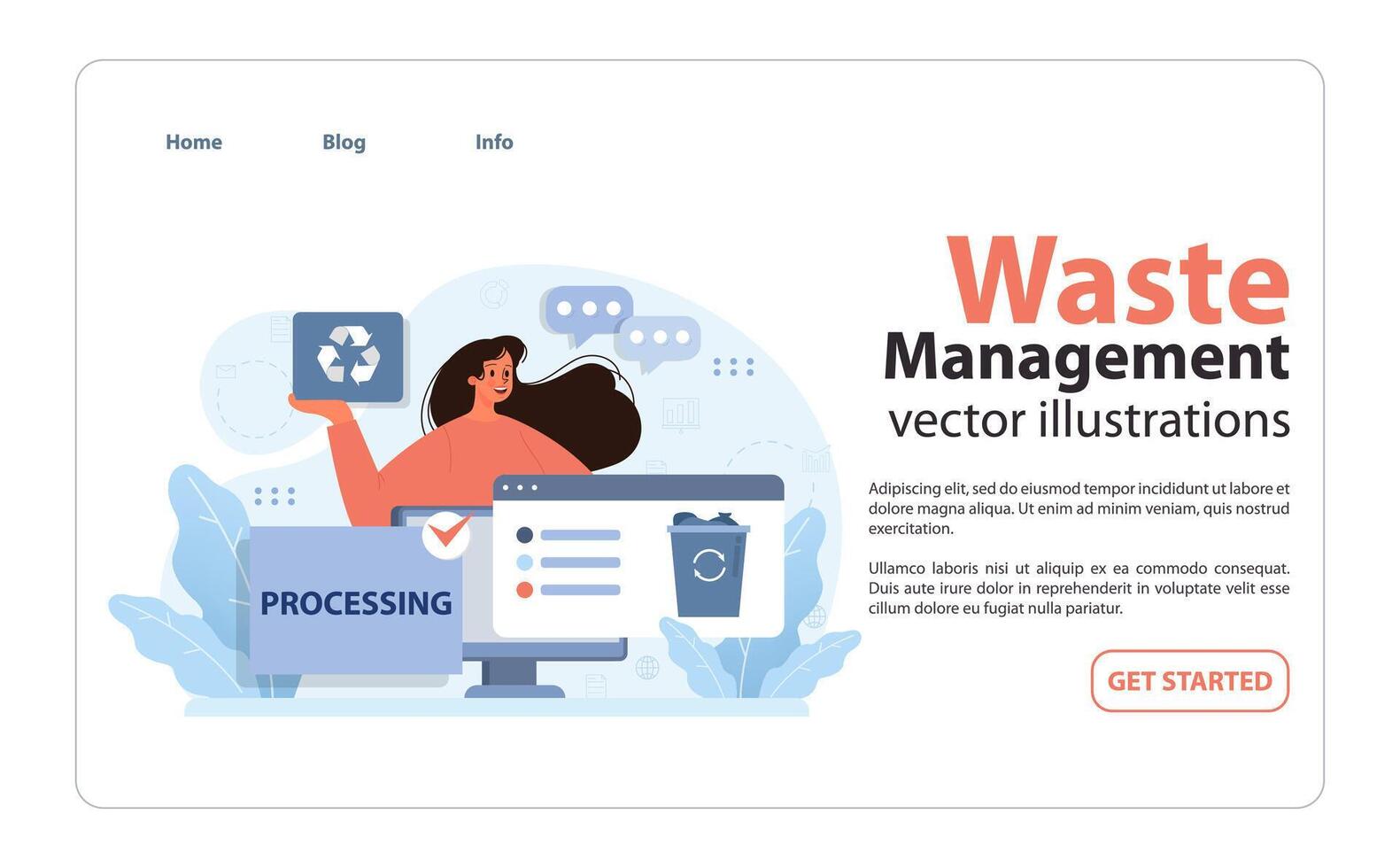 Digital waste managemen. Flat illustration. vector