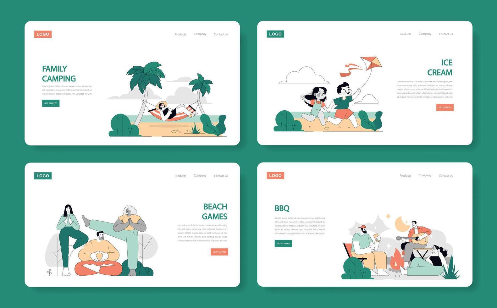 Summer Activities. Flat Illustration vector