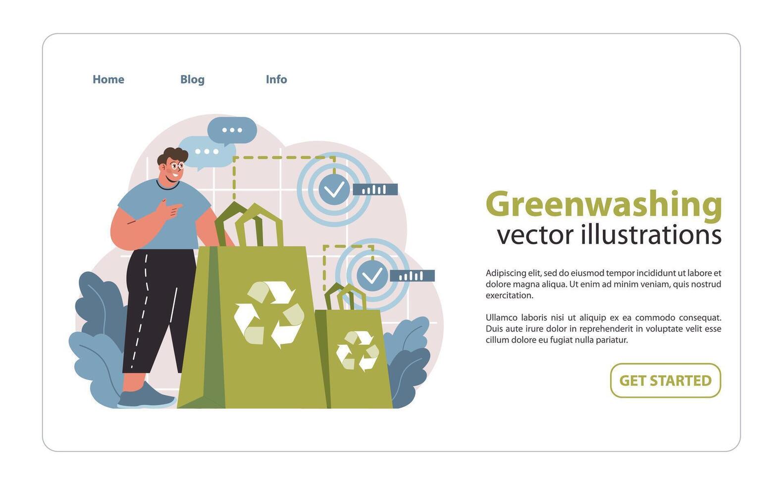 Greenwashing concept. Critical evaluation of eco-friendly claims. vector