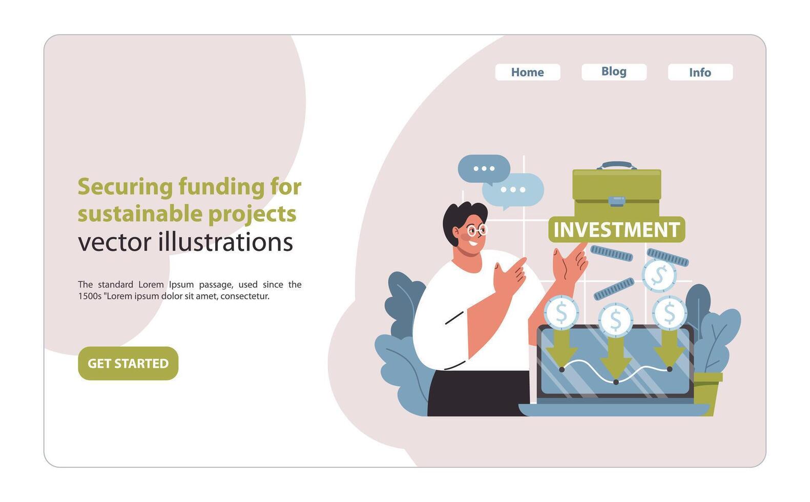 Funding acquisition concept. Channels and strategies to finance sustainable projects. vector