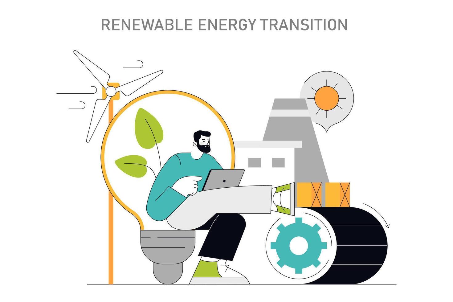 Renewable Energy Transition illustration vector