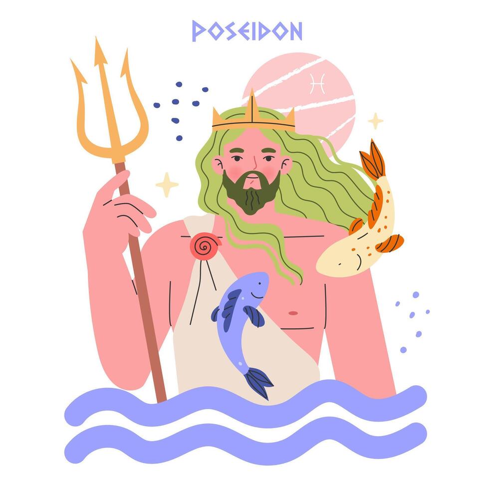 Ancient Greek Gods. Flat Illustration vector