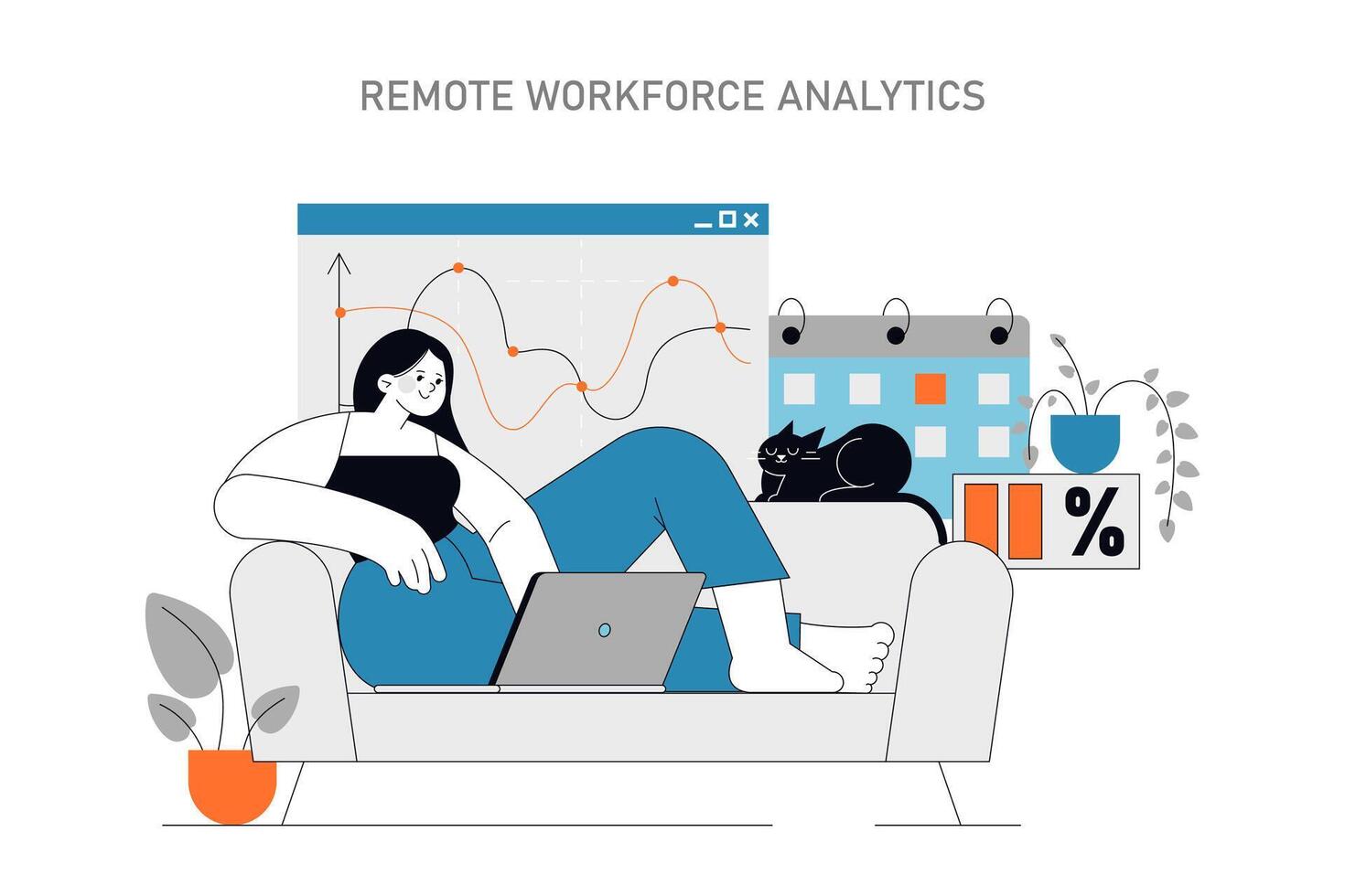 Remote Workforce Analytics concept illustration vector