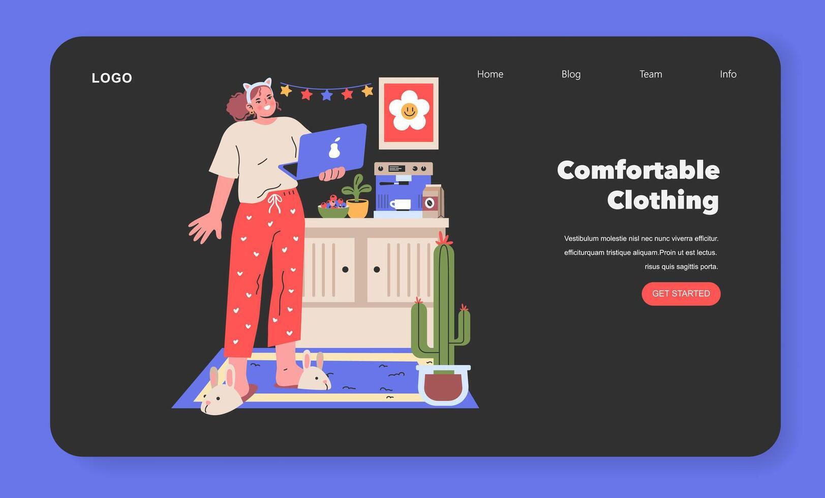 Comfortable Clothing illustration A content creator enjoys the cozy and creative freedom of a home office, dressed in casual attire for productivity and style illustration vector
