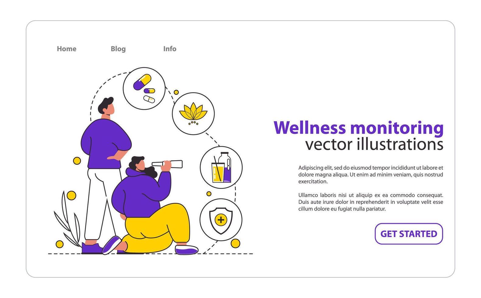 Wellness Monitoring concept Showcases proactive health engagement with medication, hydration, and protection measures Encourages consistent wellness habits illustration vector
