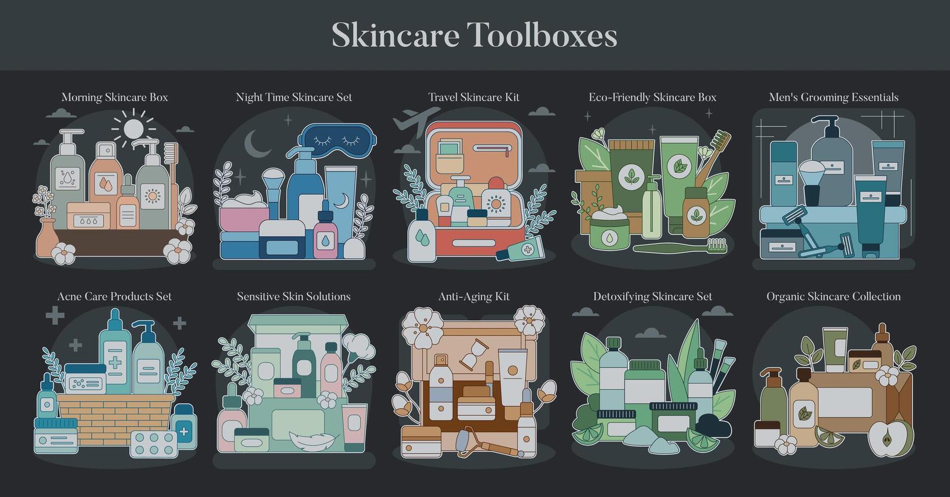 Skincare Toolbox. Flat Illustration vector